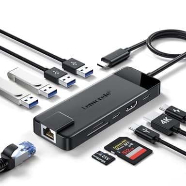 Lemorele Hub USB C Docking Station Ethernet Gigabit, Hdmi 4K, 4*USB-A 3.0/2.0, USB-C 3.0, PD100w, SD TF 10in1 1000M Rj45 Lan Laptop Dock Usbc Hub Multiporta Adattatore per Macbook Air Pro Hp Dell ecc