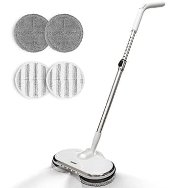 Mocio Elettrico Cordless, AlfaBot WS-24 Mop Elettrico senza Fili, con Spruzzo in un Tasto, Leggero e Ricaricabile, per Pavimenti in Legno Duro, Piastrelle e Laminato