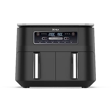 Ninja Foodi Dual Zone Friggitrice ad Aria, 7.6L, 6 in 1, 2 Cassetti, Antiaderente, Massima Croccantezza, Frigge Senza Olio, Arrostisce, Cucina, Riscalda, Disidrata, 4-6 Porzioni, Nero, AF300EU