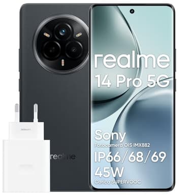 realme 14 pro 5G Smartphone, 8 + 256GB, MediaTek Dimensity 7300 Chipset, Fotocamera OIS da 50 MP, Display 3D curvo Vision da 6,77" a 120Hz, Batteria da 6000 mAh, grigio(Con adattatore)