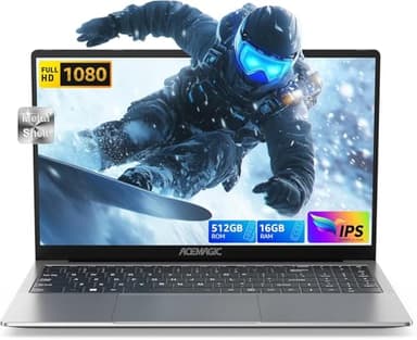 2025 ACEMAGIC PC Portatile,lntel Twin Lake-N150 Fino a 3.6GHz,15,6" FHD Notebook,RAM 16GB SSD 512GB,2.4G/5G WiFi,BT5.0,Type_C, USB3.2,HDMI,Ad alte prestazioni Computer,Guscio Metallico Laptop