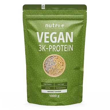 nutri+ PROTEINA IN POLVERE VEGAN 3k Gusto Neutro 85% di Proteine - Protein Powder Natural - Polvere Proteica senza Lattosio - Isolato proteico