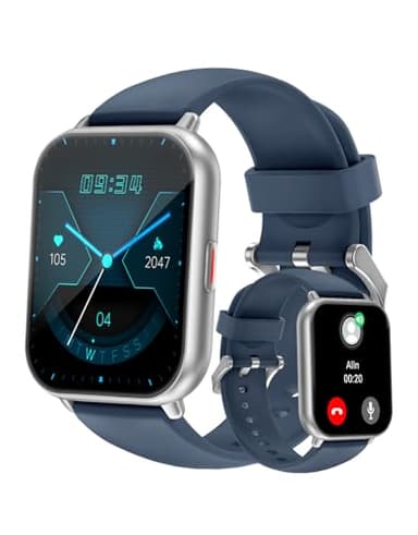 RUIMEN Smartwatch Uomo Chiamate Bluetooth Orologio Sportive Contapassi Android iOS Compatibile Fitness Tracker Cardiofrequenzimetro da polso Saturimetro Impermeabile IP68 Notifiche Whatsapp Blu