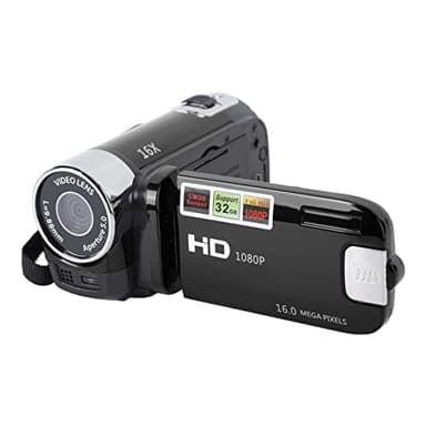 Videocamera HD Videocamera, Fotocamera DV Portatile 1080P 16MP, Videocamera con Zoom Digitale con Schermo Girevole TFT da 2,7 Pollici, Fotocamera da Viaggio con Zoom Digitale 16X (Nero)