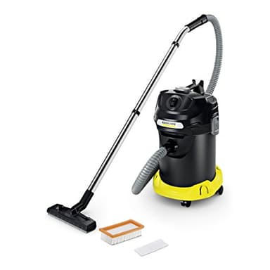 Kärcher AD 4 Premium - Bidone Aspiracenere Portatile, Ignifugo, Filtro Auto-pulente, Aspirazione potente da 150AW, 600W, Contenitore 17L, Giallo/Nero