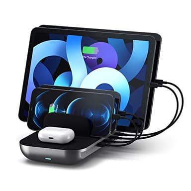 SATECHI Dock5 Stazione Di Ricarica Multi - Dispositivo Con Ricarica Wireless - Cavi Venduti Separatamente - Per M2/M1 iPad Pro/Air, iPhone 16 Pro Max/16 Pro/16/16 Plus/15 Pro Max/15 Pro/15/14/13