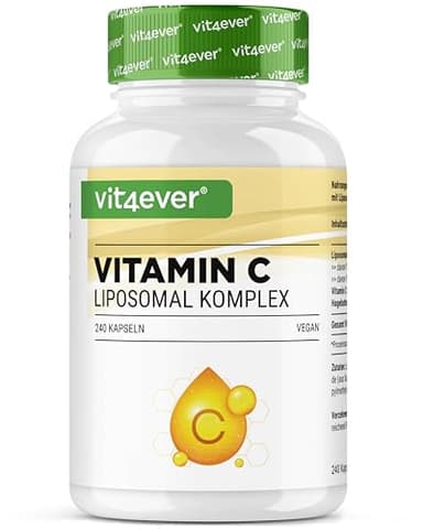 Vitamina C liposomiale - 240 capsule vegane - Premium: altamente dosata con 1000 mg di vitamina C pura al giorno - Biodisponibilità particolarmente elevata