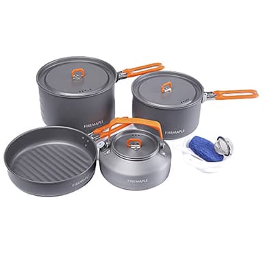Fire-Maple 12 PCS Pentole Set da Campeggio Utensili da Cucina Outdoor Pentola Bollitore Padella per Picnic Campeggio e Escursione 3-4 Persone Feast-4