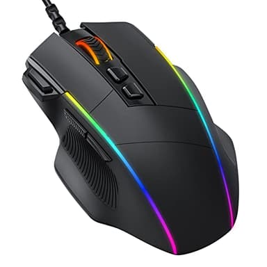 Mouse Gaming, Dacoity Mouse RGB Ergonomico da 8000 DPI (5 livelli), 8 Pulsanti Programmabili, 7 Modalità di Illuminazione RGB Personalizzabili, Mouse con Filo USB per PC, laptop, MacBook