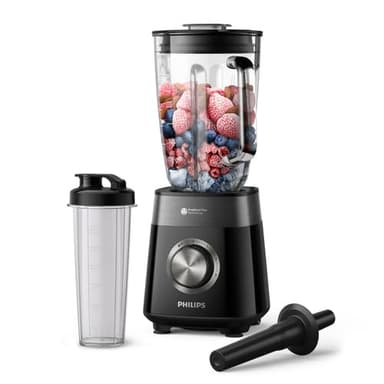 Frullatore Philips Serie 5000 - Motore da 1200 W. Tecnologia ProBlend Plus. Bicchiere Blend-and-Go. Parti lavabili in lavastoviglie. Capacità 2L. Nero (HR3031/00)
