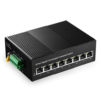 Binardat Switch Ethernet industriale a 8 porte Gigabit Din Rail, 8 porte 10/100/1000 Mbps, fanless Wall Mount with One Power Supply