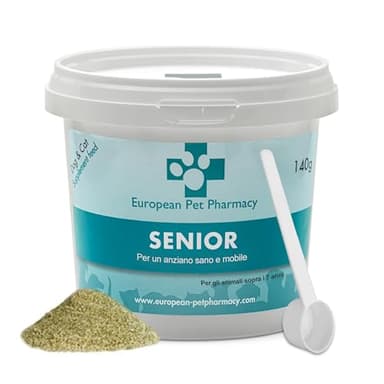 European Pet Pharmacy SENIOR Integratori per Cani Anziani - Glucosamina Condroitina MSM per Cani e Gatti con Dolori Articolari – Età 7+, 140 g in Polvere