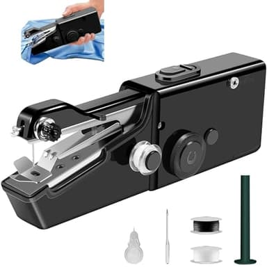 Gofemial Macchina da Cucire Portatile, Macchina Per Cucire Professionale Mini Elettrica Handheld Sewing Machine per Principianti, Cucitura Rapida adatta per Vestiti, Tende in Tessuto, Fai da te
