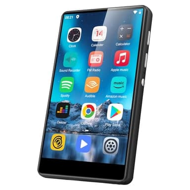 80GB Lettore MP3 Spotify con Bluetooth e WiFi, SWOFY 4.0 Pollici Lettore MP3 & MP4 Android, Portatile MP3 Lettore Musicale con Amazon Music, FM Radio, Audible, Play Store (Nero)