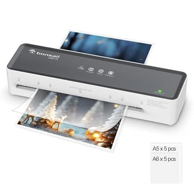 Bonsaii Plastificatrice A4, Funzione ABS, Adatto per Documenti A4, Ufficio e Casa, 80-100 Micron, Include 10 fogli A5/A6 per Plastificazione, L421-A