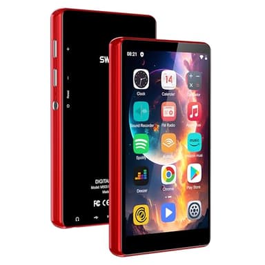 SWOFY Lettore MP3 Bluetooth Spotify, 4.0 Pollici Lettore MP3 con WiFi, Lettore MP4 Android con Amazon Music, Audible, Deezer, Lettore Spotify Portatile per Bambini, Espandibile fino a 512GB (Rosso)