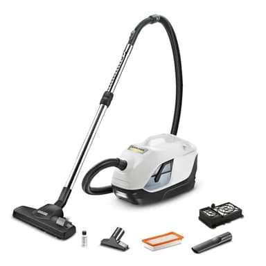 Kärcher Aspirapolvere con filtro ad acqua DS 6, Potenza Assorbita: 650W, Area di lavoro: 10,2m, Peso: 7,5kg, Filtro HEPA 13, 3 Bocchette incluse: per Pavimenti, per Fessure e per Poltrone