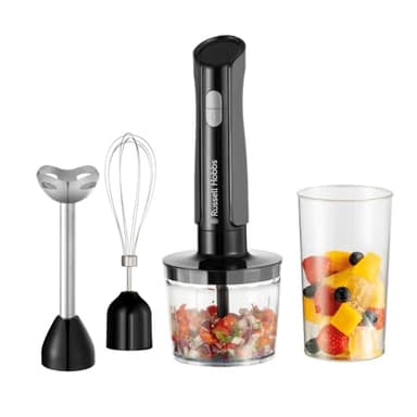 Russell Hobbs Frullatore a Immersione [3-in-1] Tritatutto Elettrico (con 3 Accessori per Pappe per Bambini, Smoothie, Zuppe, 2 Velocità + Pulsazione, Acciaio Inossidabile, Senza BPA) Carnbone 27140-56