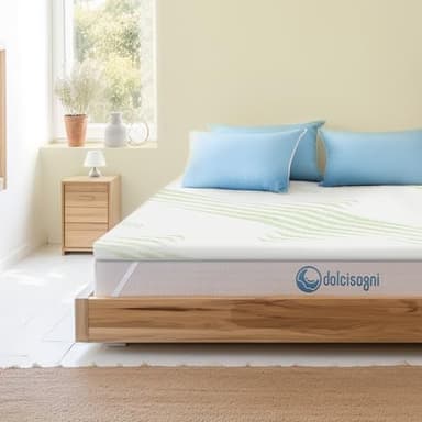 DOLCI SOGNI Topper 100% Memory Foam 160x190 cm, OEKO-TEX® e CertiPUR™ Topper Matrimoniale 160 x 190 Spessore 5 cm, Fodera in Aloe Vera Sfoderabile, Topper Letto Matrimoniale 100% Made in Italy