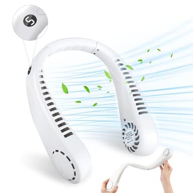 VFANDV Ventilatore da Collo, 3000mAh Ventilatore Portatile USB Ricaricabile Regolabile a 360° e a 5 Velocità Neck Fan Senza Pale Mini Ventilatore per Ufficio Viaggi Aria Aperta e Sport