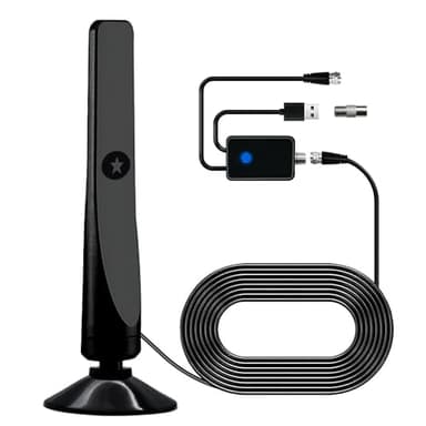 Antenna TV Interna,Antenna TV HDTV Portabile Digitale Amplificata con Amplificatore di Segnale Support 4K 1080P VHF UHF Canali Gratuiti Per Home Smart Televisione,Canali TV Locali,Cavo Coassiale 3M
