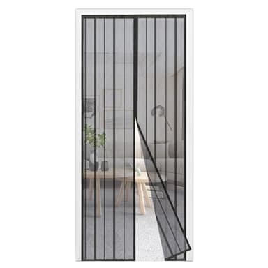 Sekey 140x240cm Zanzariera Magnetica per Porta, anti Insetti, per Legno, Ferro, Porte in Alluminio, Facile da Installare, Non è Necessario Praticare Fori, Apertura e Chiusura Silenziosa, Nero