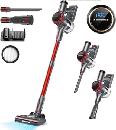 Aspirapolvere Senza Fili 40KPa, Aspirapolvere Senza Fili Mantiene casa, Autonomia 55 Minuti, Batteria Rimovibile, Aspirapolvere spazzola elettrica per Moquette/Peli di Animali Domestici/Pavimenti