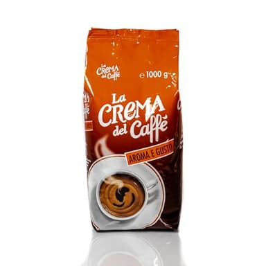 La Crema del Caffè Aroma e Gusto, Caffè in Grani 1kg dagli Aromi Intensi di Pane Tostato e Cacao Amaro con Note Speziate, Miscela Arabica e Tostatura Scura