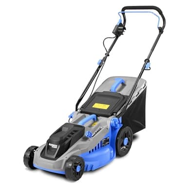 Kanwod KGALM-1638 Tosaerba Elettrico con Larghezza di Taglio di 38 cm, 1600 W, Regolazione in Altezza di Taglio a 5 Livelli, 30-75 cm, cesto Raccoglierba, 42 litri, 3400 giri/min