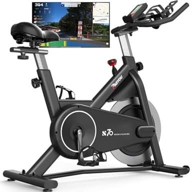 PASYOU S70 Cyclette professionale, Allenamento cardio indoor, cyclette con contagiri, supporto per tablet più grande, bici da fitness con resistenza magnetica da 18 kg, cyclette a casa, max.158 kg