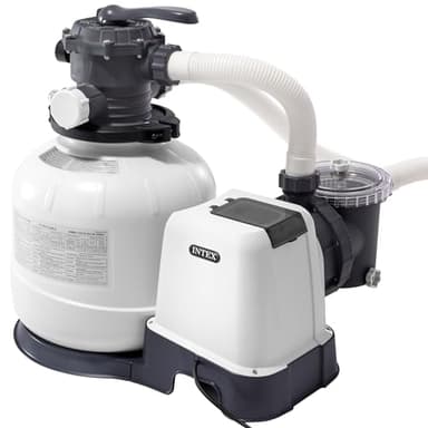 Intex 26648 – Pompa Filtro a Sabbia Krystal Clear, Flusso d'Acqua 10500 L/h, Flusso di Sistema 8000 L/h, Plastica, Bianco