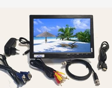 IOCOMANDO Monitor a colori da 10,1 pollici 16:9, TFT LCD Full HD 1024 x 600 BNC/AVI/VGA/ingresso HDMI, compatibile con PC, DVD, TV, telecamera di sorveglianza e telecamera di backup