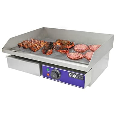 KuKoo - Piastra Elettrica da Cucina in Acciaio Inossidabile Griglia Professionale Liscia Bistecchiera da Bar Ristorante - 50cm