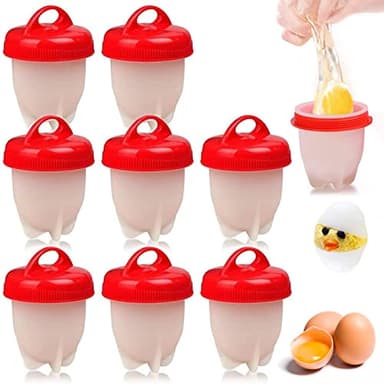 Cuociuova,8 Pezzi Silicone Uovo Fornello,Cuoci Uova Sode Senza Guscio,Stampi per Uova sode,Egg Cooker BPA Free,Antiaderente Cuociuova In Silicone,Cuoci Uova Sode i Gadget da Cucina