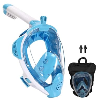 Farerkass Maschera da snorkeling per adulti, 180°, maschera integrale per il viso, maschera da snorkeling, anti-appannamento, compatibile con action camere, adatta per ragazzi e adulti (LXL)