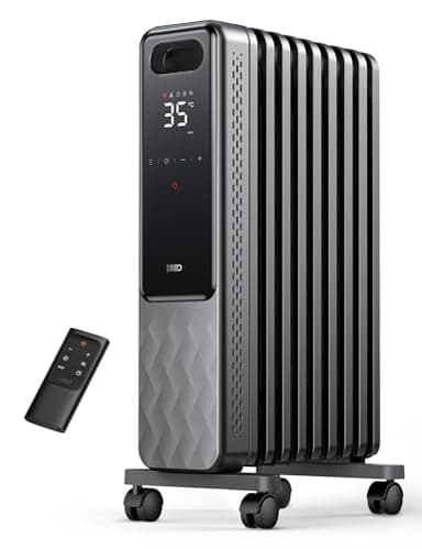 Dreo OH310 - Radiatore ad olio a risparmio energetico, 2000 W, con 9 nervature con telecomando, 3 livelli di riscaldamento, 4 modalità, timer 24 ore, protezione contro il surriscaldamento, radiatori,