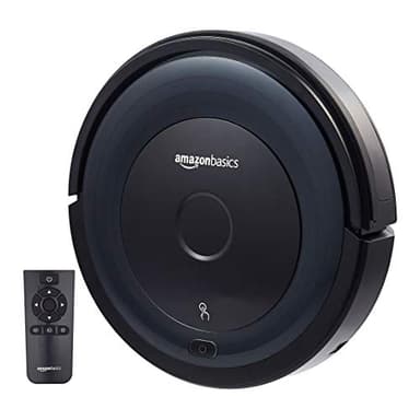 Amazon Basics, Robot Aspirapolvere Slim, 18 W (800 Pa), con 6 Modalità di Pulizia, Sensore di Protezione Anti-Urti e Cadute, Ricarica Automatica (Capacità 0.35 L), Con Kit Extra