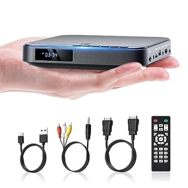 Mini lettore DVD, DESOBRY lettore DVD portatile per TV HD 1080P Lettore DVD HDMI con tutte le regioni Uscita AV Ingresso scheda USB/TF Telecomando Lettore DVD Supporto PAL/NTSC