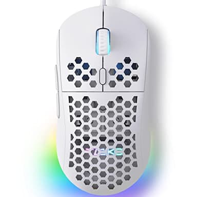 Dierya×TMKB Mouse Gaming,M1SE RGB Mouse con filo,12800 DPI Mouse Ergonomico con 6 Pulsanti Programmabili,Ultra Leggero per PC,Laptop-Bianco