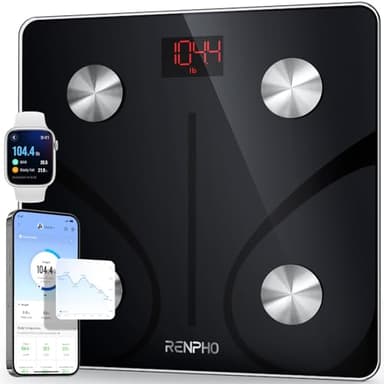 RENPHO Bilancia Pesapersone Digitale, Professionale Bilancia Impedenziometrica in Vetro Temperato, Max 180kg, Bluetooth Bilancia Pesa Persona con App, Elis 1