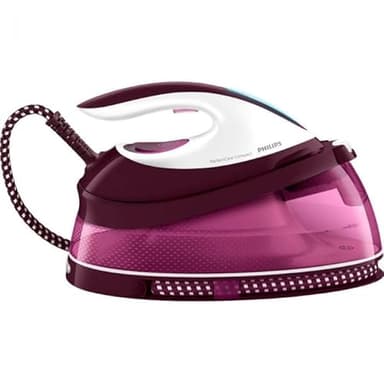 Philips PerfectCare Compact GC7842/40, 2400 W, 1,5 l, 6,5 bar, vapore 400 g/min, suola SteamGlide, spegnimento automatico, tecnologia Smart Calc Clean, bianco/rosso