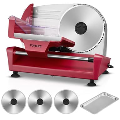 250W Affettatrice Elettrica Professionale da Casa, Spessore Preciso 0-15 mm, 3 lame in acciaio inox con diametro di 19 cm, Blocco di sicurezza, Multifunzione per Affettare Cibi, Carne, Pane