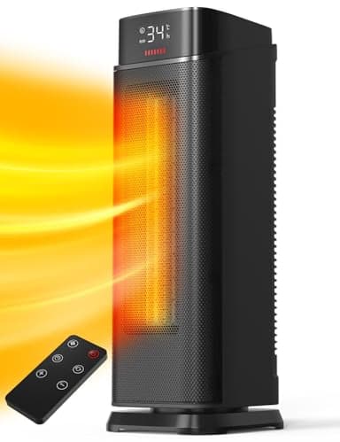QEXREED Stufetta Elettrica Basso Consumo, 2000W PTC Stufa Elettrica, 4 Modalità, Modalità ECO, 90° Oscillazione, Timer 24H, Telecomando, Potente, Protezione da Surriscaldamento e Ribaltamento, Casa