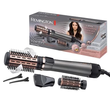 Remington Spazzola rotante per capelli, Asciugacapelli, 1000 W, Setole Morbide (40/50 mm), 2 Velocità e Temp, Rivestimento in Ceramica con Cheratina e Olio di Mandorle, Keratin Protect AS8811