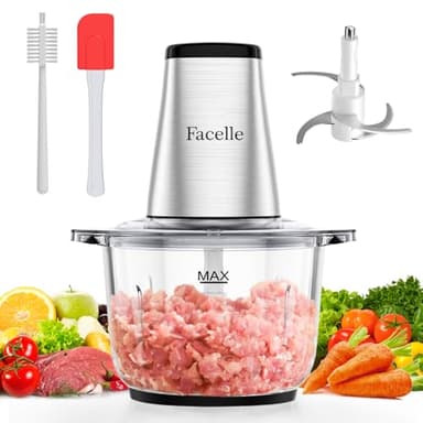 Tritatutto da Cucina Elettrico, Facelle Frullatore Tritatutto Multifunzione, 500W Mixer Cucina da 2 Litri, Robot da Cucina per Verdure, per Carne/Verdura/Frutta/Noci/Cibo per Bambini