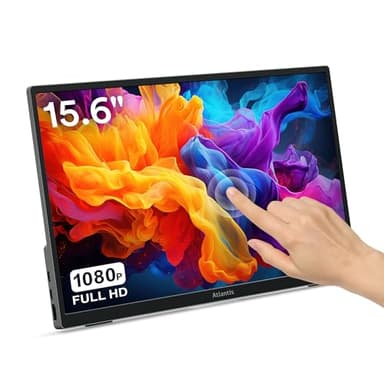 Atlantis Monitor Portatile TouchScreen 16 Pollici, 1080P Full HD 1920x1080, HDMI/Type_C, Speaker 2x1W, Inclinazione Regolabile, display IPS, per Notebook/Console/ 170/170,Cavo HDMI 1,5m/Type_C, < 1Kg.
