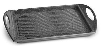 Lagostina Speciali Piastra Antiaderente Gas e Forno, in Alluminio Pressofuso, 34 x 26 cm, Bistecchiera e Griglia Panini, Manicature Ergonomiche