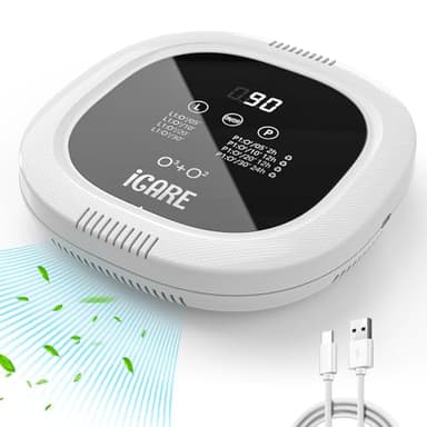 Generatore di Ozono Purificatore d'Aria, 10000 mAh Ricaricabile Mini Purificatore d'Aria Ozono, Purificatore d'aria a Ioni Negativi Ozonizzatore per Bagni, Animali Domestici, Auto, Formaldeide Caccia
