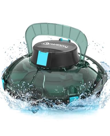 WINNY POOL CLEANER Winny 200 Robot Piscina, Piscina Senza Fili con Batteria, Autonomia 75 Min per Piscine Fuori Terra 60 m², Doppia Filtrazione, Parcheggio Automatico (Blu Trasparente)