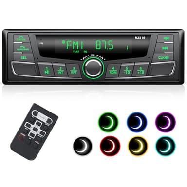 RDS Autoradio Bluetooth, Wistrue AM/FM Autoradio Stereo Auto Bluetooth 4 x 65W Autoradio Bluetooth 1 Din con 7 Colori/Telecomando/USB/Ingresso Aux/scheda SD/supporto iOS e Android,lettore MP3